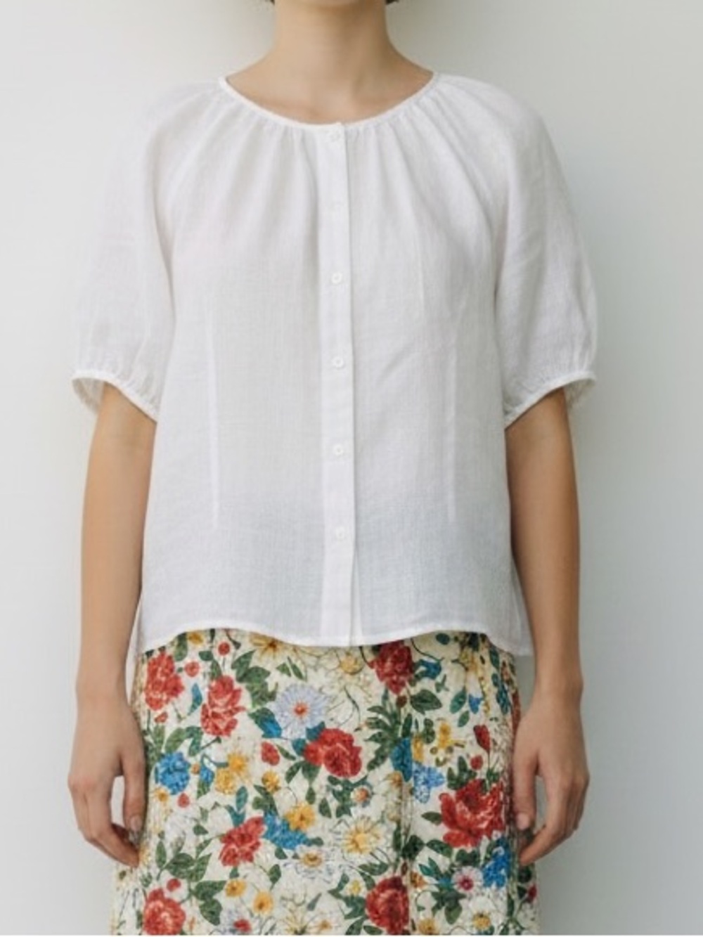 J. Crew White Puff-Sleeve Tie-Neck Blouse - Picture 2 of 13